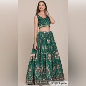 NWT Digital Print Lehenga in Green